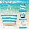 Casual Striped Canvas Bag For Women Large Capacity Shoulder Bag Shopping Totes Student Bookbag for School Travel Beach