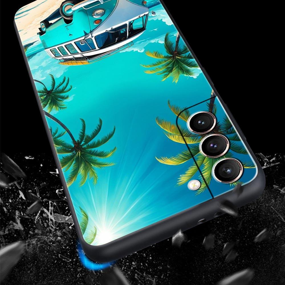 Combi Van Car Outdoor Camping Phone Case For Samsung Galaxy S26 Ultra S25 Plus S24 FE S23 S22 5G S21 S20 Cover Black Soft