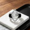 s/Set Stackable Heart Crown Ring Set for Women Black Silicone Band with CopperPlated CZ Crystal Engagement Wedding Jewelry V