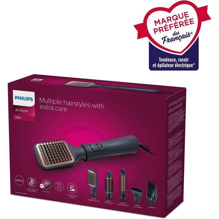 Brosse Soufflante Multifonction Philips 5000 Series BHA530/00 1000W céramique ionique 3 Températures 5 Accessoires Noir - Image 7