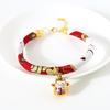 Adjustable Pet Collar With Japanese Floral Shiba Inu Maneki-neko Charm Copper Bell Cats Dogs