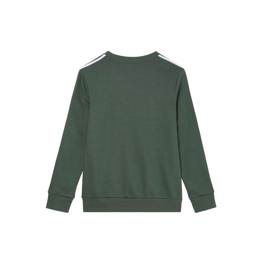 Adidas FW24 Striped Casual Fleece Thick Round Neck Long Sleeve Sweatshirt Women Sweatshirt Oxidized-Green White HM1930