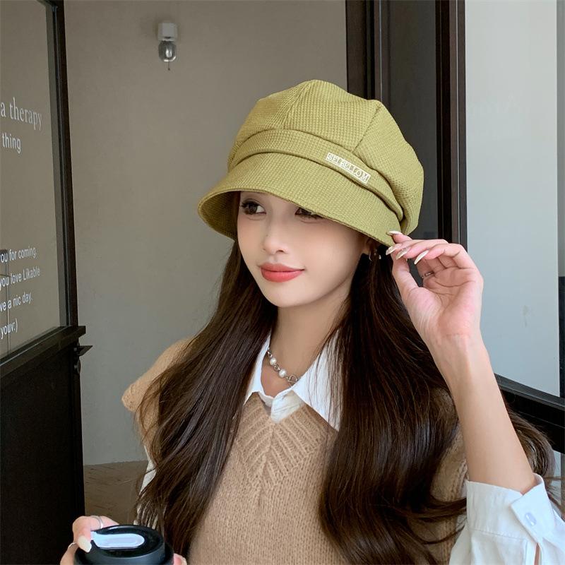 

Женская рыбацкая шляпа-ведро с маленькими полями, модная уличная вязаная беретка для художника, шапка H 55-58CM зелёный