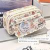 Capybara Cartoon Print Pencil Case Multi-functional INS Flip Over Pen Bag for Student Large Capacity Stationery Storage Pouch