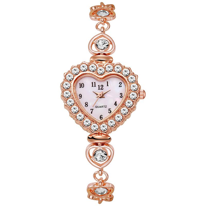 

1/3PCS Women s Watch Fashion Artificial Diamond Heart-shaped Dial Bracelet Quartz Wrist Watches