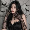 Elegant Solid Color Spider Web Gloves Transparent Gauze Women Driving Gloves Dark Series Mesh Long Mittens Girls
