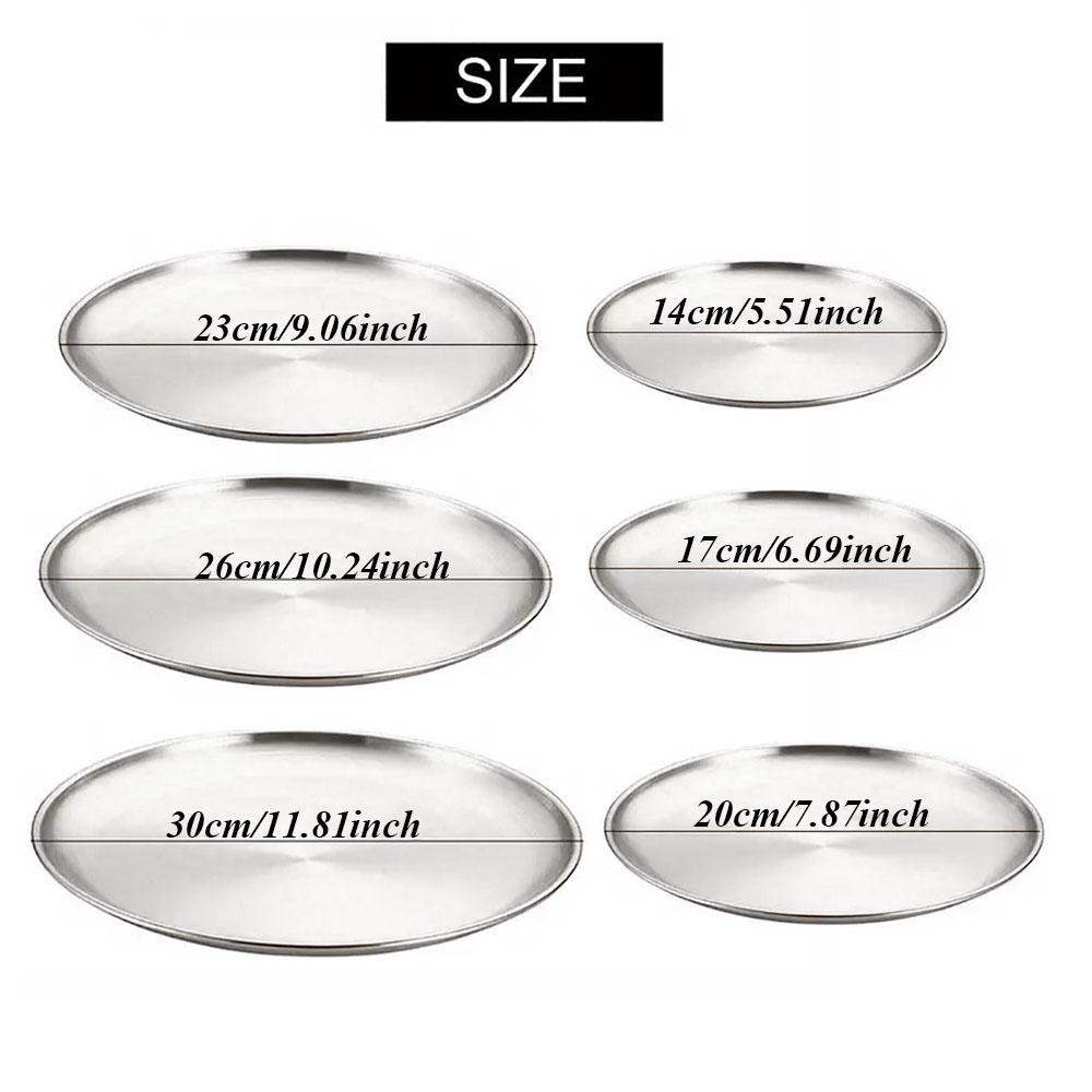 4Pcs Stainless Steel Dining Dish Camping Picnic Tray Dirt Proof Kitchen Bar Tableware Fruit Snack Cake Plate Kitchen Accessories