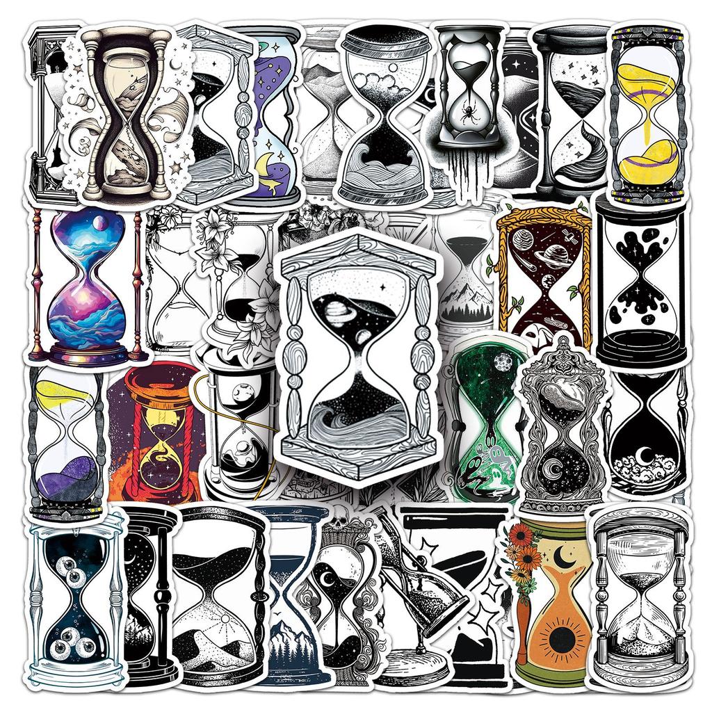 10/50PCS Magic Time Sandglass Cartoon Sticker DIY Phone Laptop Luggage Skateboard Graffiti Decals