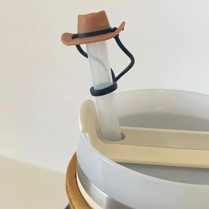 Cowboy Hat Straw Cover Cap For Tumbler Cup 30&40 Oz 10Mm Cowgirl Hat Silicone Straw Topper Protector Lid