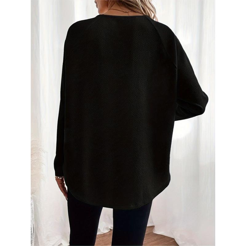 Women S Waffle Knit Off Shoulder Long Sleeve Pullover Top