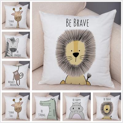 Nordic Zebra Hippo Giraffe Lion Crocodile Pillow Case Decor Animal Cushion Cover for Sofa Case  Covers