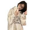 2025 New Guochao Printed Hooded Sweater Women's Autumn and Winter Heavy Couple Men's Fleece Thickened Jacket