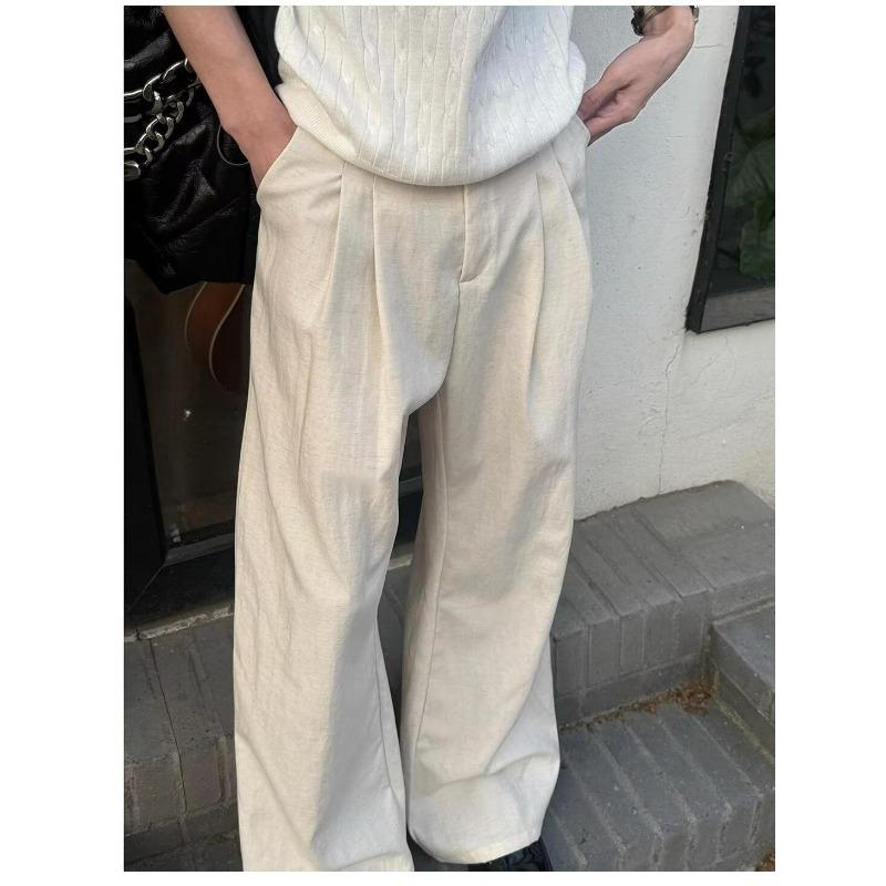 Men S Summer Thin Wide Leg Loose Casual Straight Linen Trousers