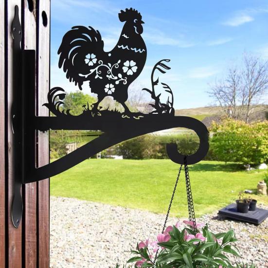 Crochet mural en métal avec revêtement pour plantes, silhouette animale, support mural antirouille pour suspendre des plantes à l'intérieur et à l'extérieur, mangeoires à oiseaux, lanternes