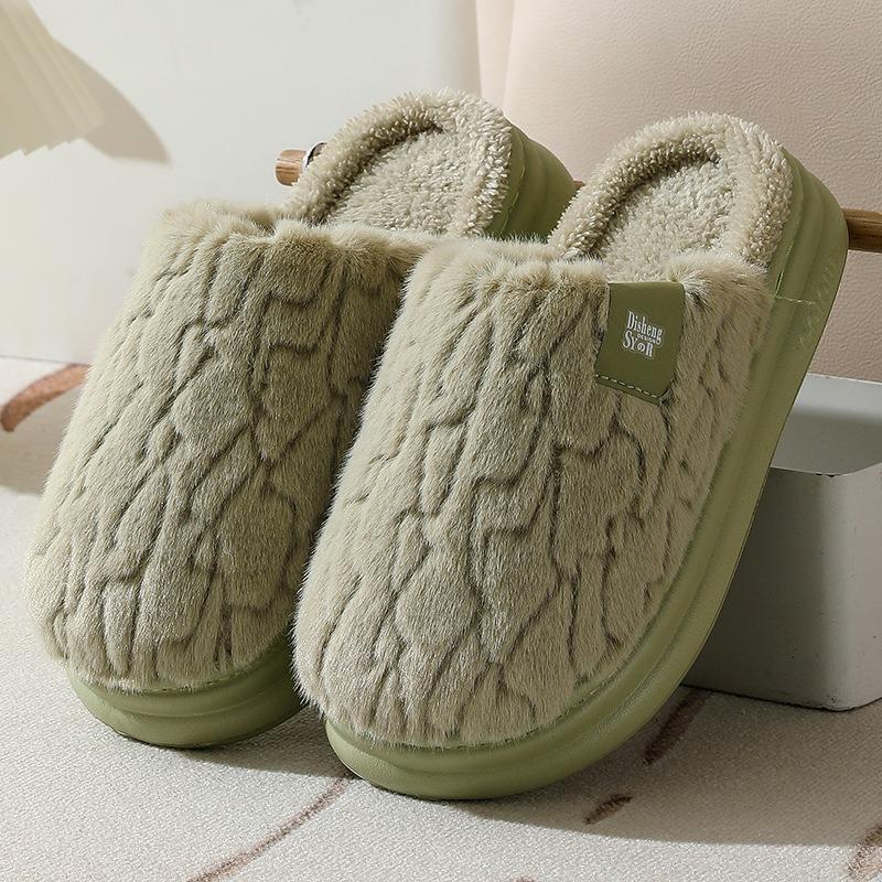 Thick bottom new warm non-slip cotton slippers women's autumn and winter home indoor men's and women's fluffy cotton slippers