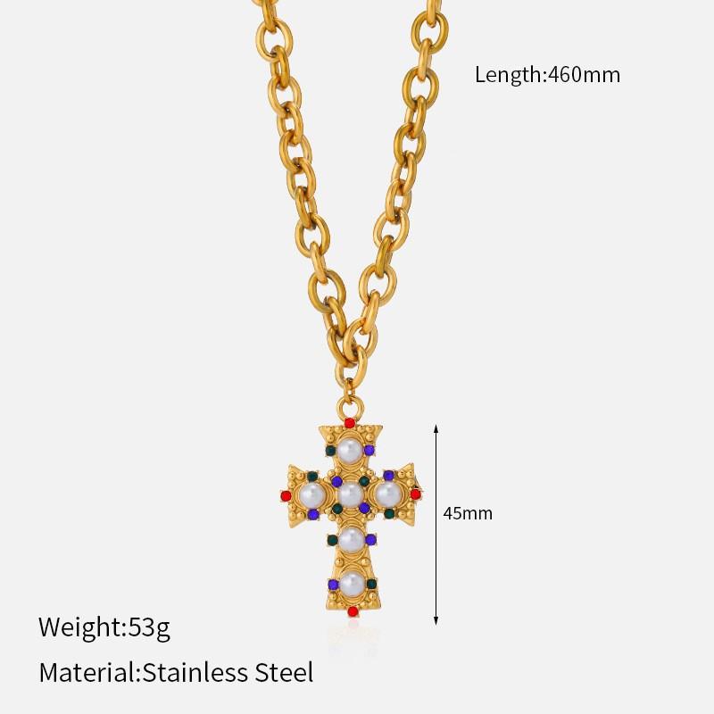 Vintage Minimalist Titanium Steel Cross Necklace Light Luxury Pendant Jewelry for Women Men