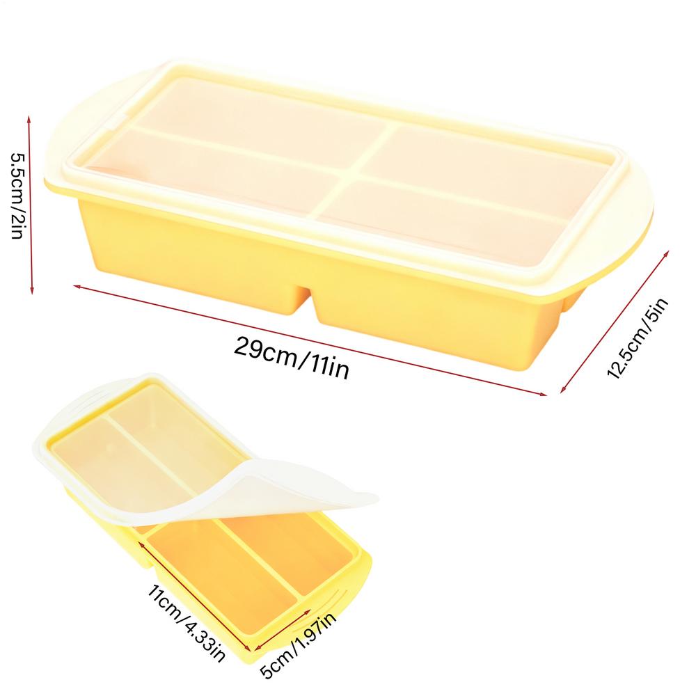 

2 Pieces Silicone Freezer Tray Molds 250ml Food Soup Freezing Containers Soup Cubes Freezer Tray With Lid For Kitchen Meal Prep жовтий