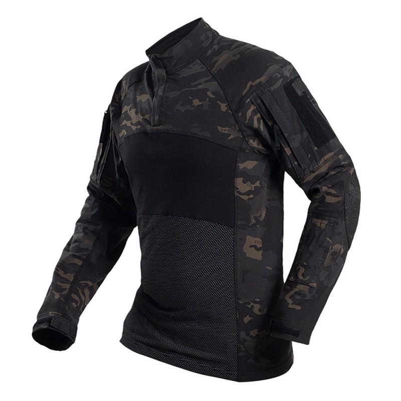 Taktisches Camouflage Langarmshirt Outdoor Wandern Camping Schießsport Atmungsaktiv Langlebig Militärstil