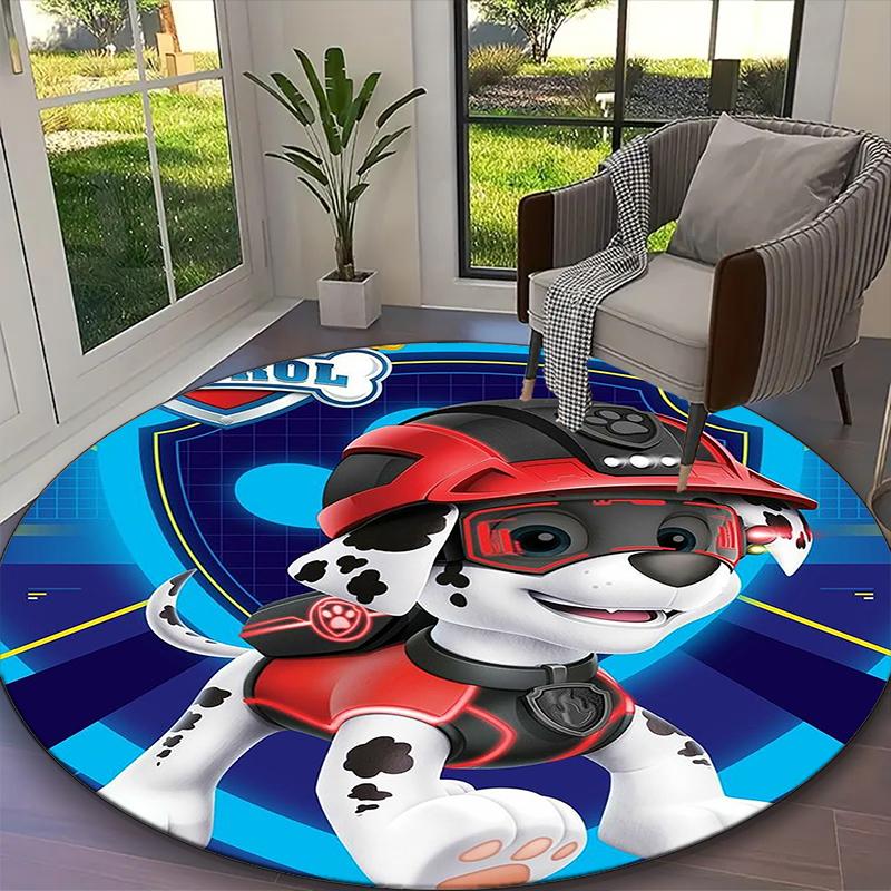 [Dogs Printed Carpet] Non-slip Office Rug, Cozy Round Carprt for Living Room Use, Soft Home Sofa Chair Mat