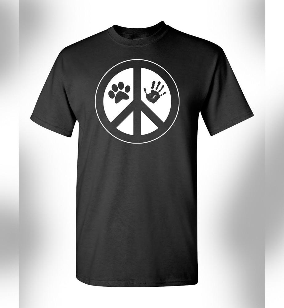 Peace Love And Pets Dog Cat Animal Lover T-Shirt PETA Love Rescue Rights Adopt