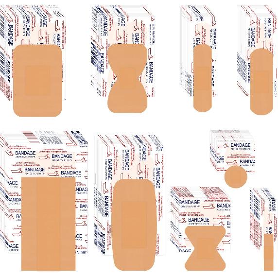 VAIPI 880 Pack Bandages Variety Pack Waterproof Fingertips Bandages Various Sizes First Aid Supplies Assorted Adhesive Fabric Bandages Bulk