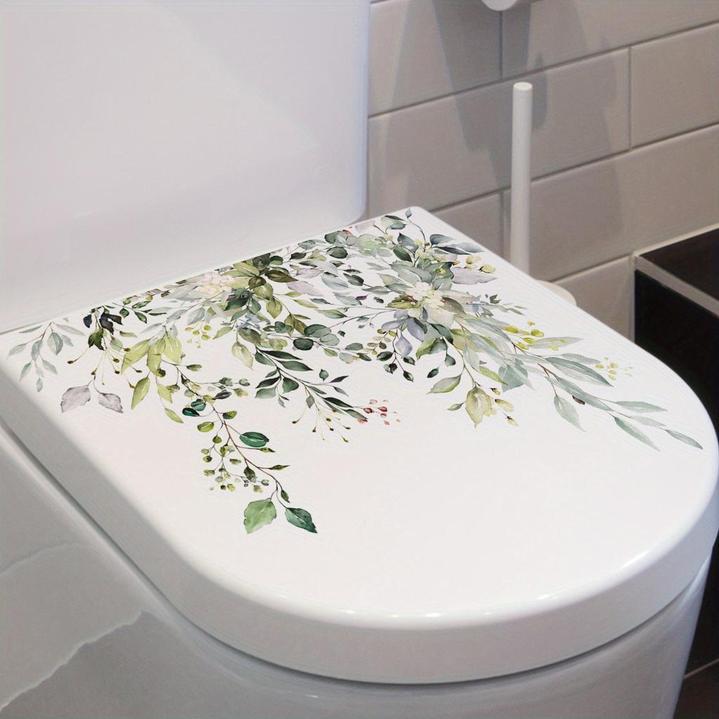 Fresh Floral Leaf Wall Sticker 1pc, Self-Adhesive Toilet Bathroom Decor, Funny Art Decal for Bathroom Wall