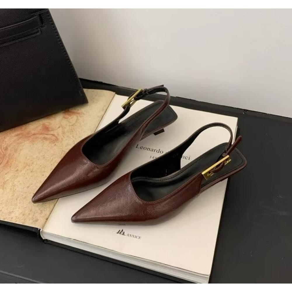 Sandalias de verano con punta puntiaguda para mujer, zapatos de moda tipo mulas, elegantes sandalias de tacón bajo para fiesta de striptease.