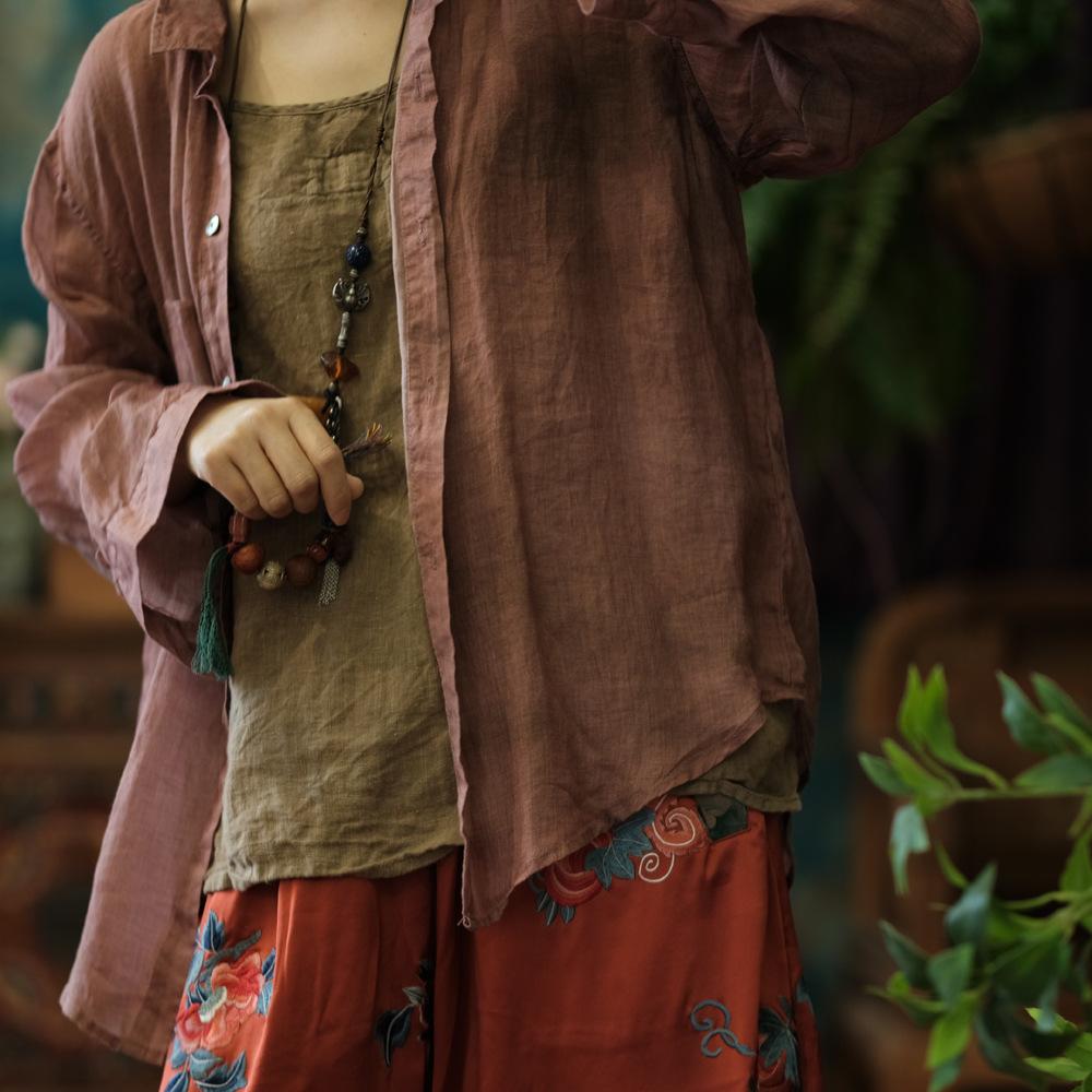 Johnature Frauen Vintage Shirts Tops Frühling Taste Langarm Blusen Lose Frauen Unregelmäßige Shirts