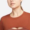 Nike Yoga Luxe Solid Logo Short Sleeve T-Shirt Women Tops Dark-Red-Brown DV9198