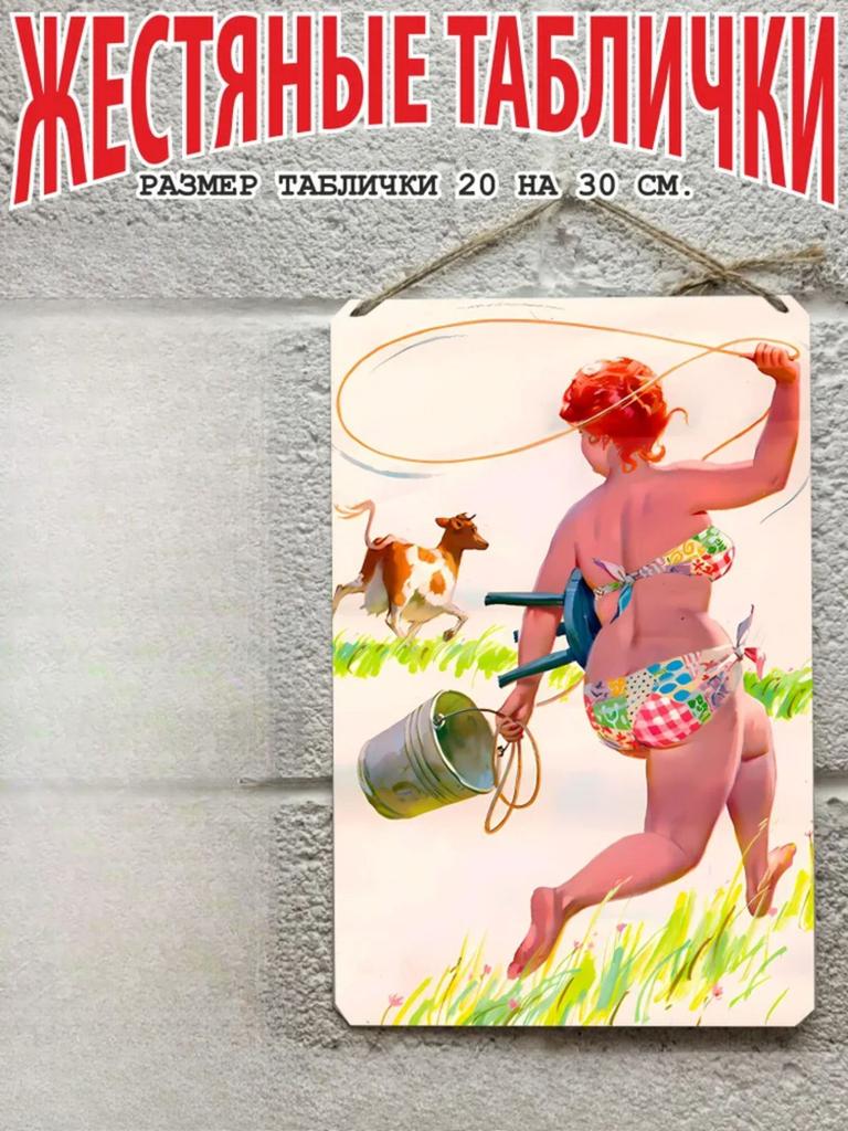 Hilda the Plus Size Pin Up Metal Poster 20x30cm, Vintage Retro Wall Art Decor