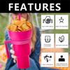 2 in 1 Popcorn Beverage Cup Snack 1000ML Straw Cup with Handle Water Bottles with Straw Coffee Cup Mug Leak-Proof For Kids Adult