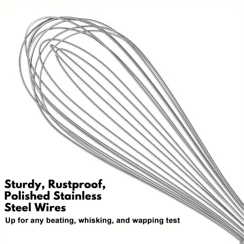 1pc Premium Stainless Steel Whisk - Ergonomic Soft-Grip Silicone Handle, Extra-Thick and Ultra-Durable for Blending, Beating, Wh