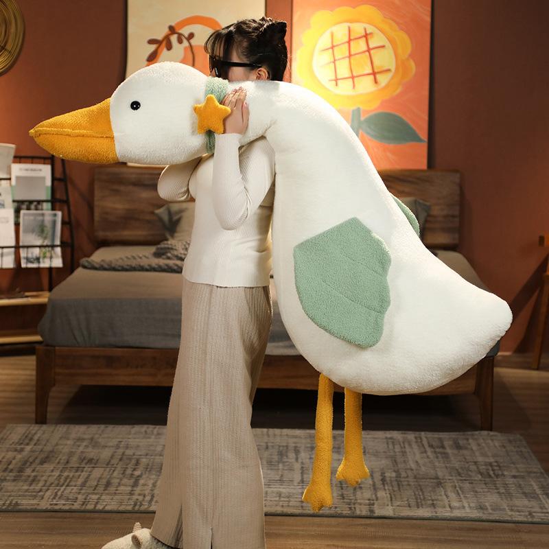 Soft cute duck long throw pillow dinosaur plush toy girl sleeping doll pinch legs large throw pillow backrest