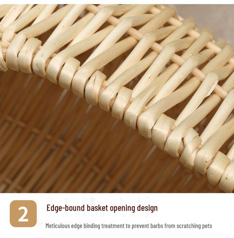 Medium Woven Rattan Pet House: Enclosed, Double-Layer, Washable, All-Season Cooling Mat for Dogs and Cats