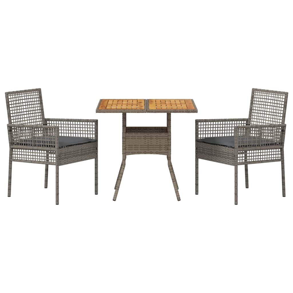 Garden Dining Set 3 Pcs Grey Poly Rattan