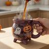 Gifts for Besties Women Halloween Witch Cauldron Coffee Mug, 360ml Ghost Pumpkin Spider Web Pattern Spooky Kitchen Decor Ceramic Cup, Drinkware Party,