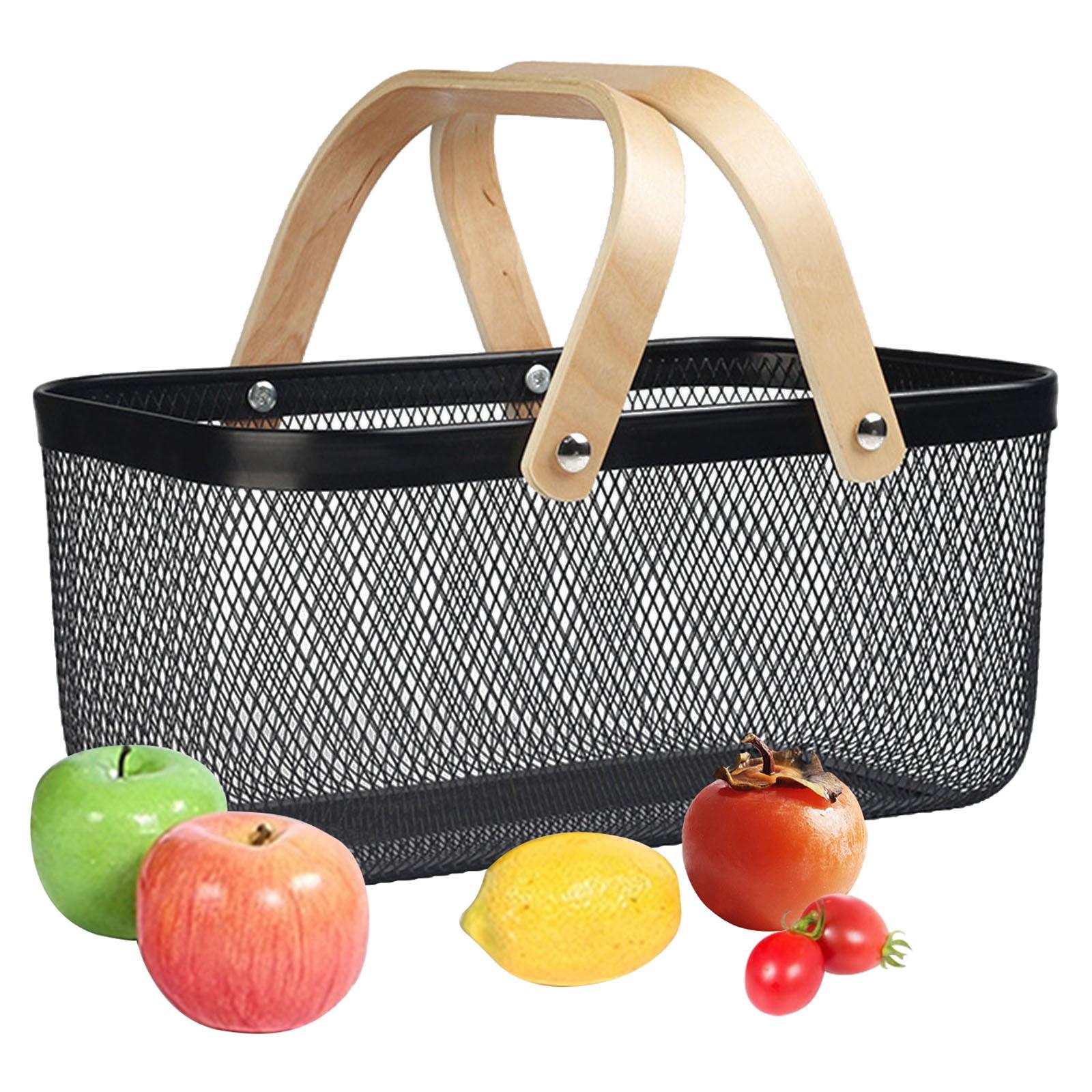 Iron Hollow Picnic Basket Multifunctional Food Organizer Picnic Storage Basket for veggies Bread Dessert Desktop Dormitory чёрный