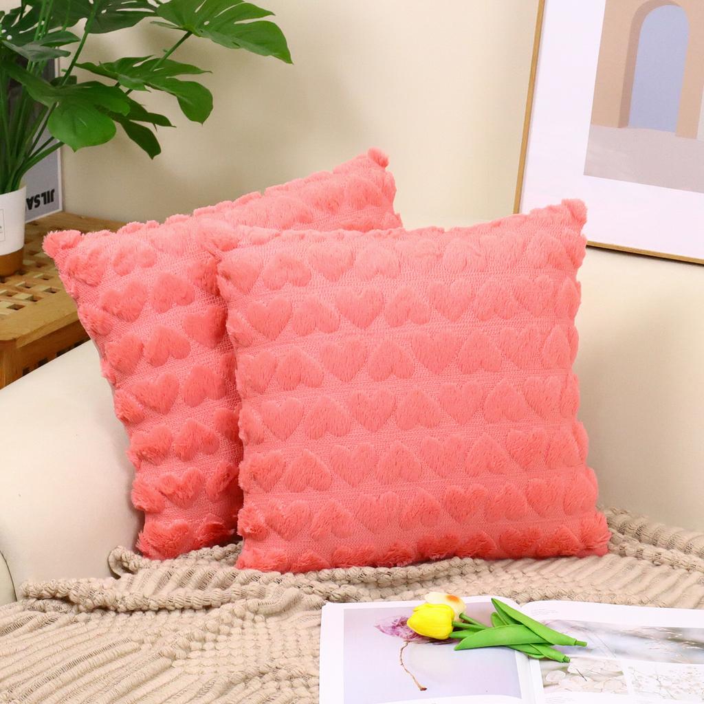 2pcs Cross Border Modern Minimalist Pillow Cover Long Plush Autumn Winter Living Room Sofa Heart Cushion Pillow Cover