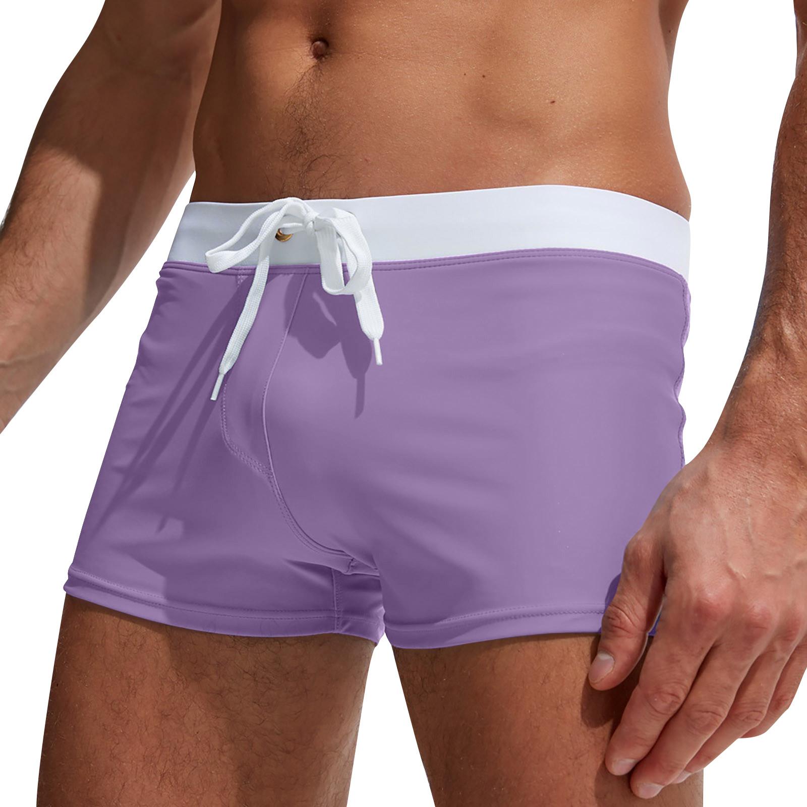 

Модные мужские дышащие плавки, брюки, однотонные купальники, пляжные шорты, тонкая одежда XXL фиолетовый