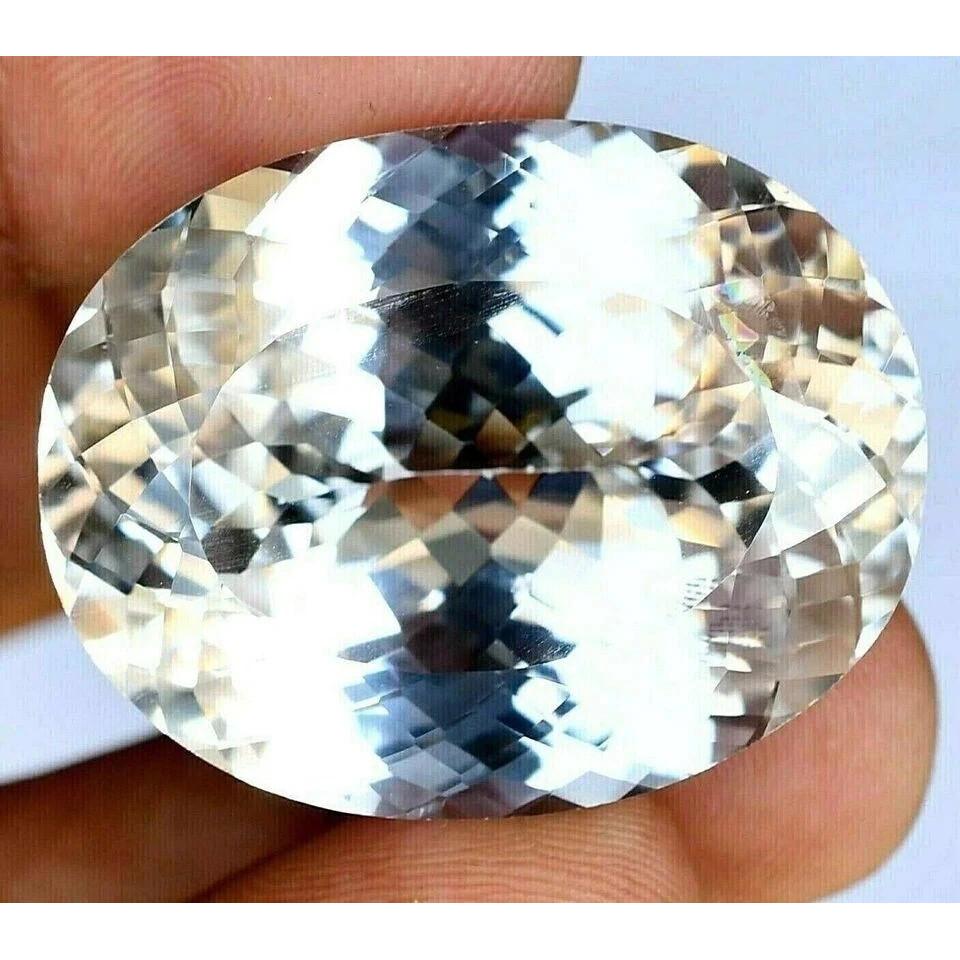 AAA Natural White Sapphire 35 Ct Oval Cut Faceted Loose Certified Gemstone