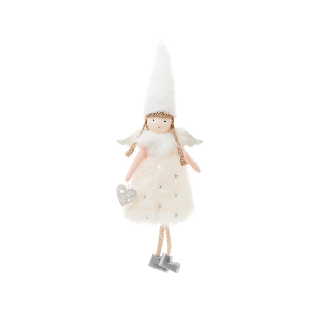 Plush Doll Ornament with Long Hat, Christmas Tree Hanging Decoration for Girls