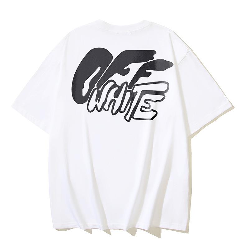 1179 Off-White 2026 Summer New Curved Letter Pattern Round Neck Pullover Short Sleeved Men's and Women's T-shirt