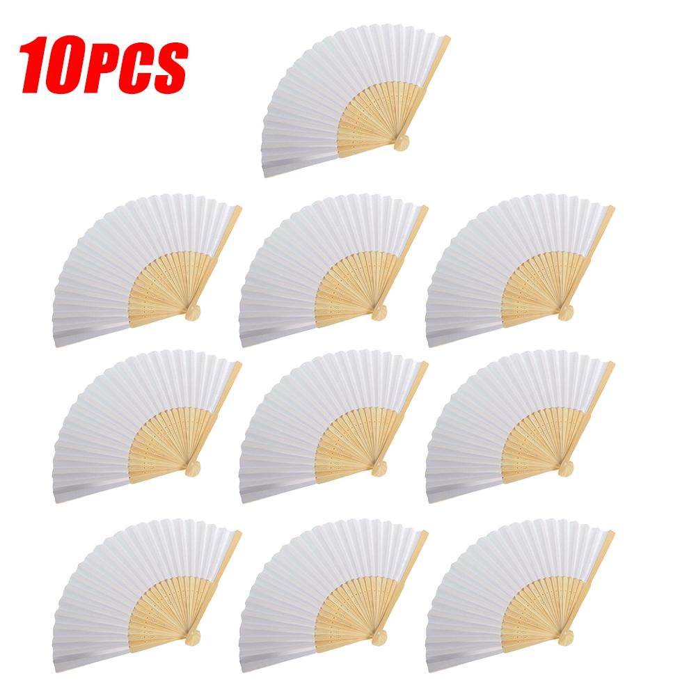1-60PCS Portable Chinese Bamboo Fan White Foldable Paper Fan Wedding Gifts For Guest Birthday Party Decoration Kids Painting