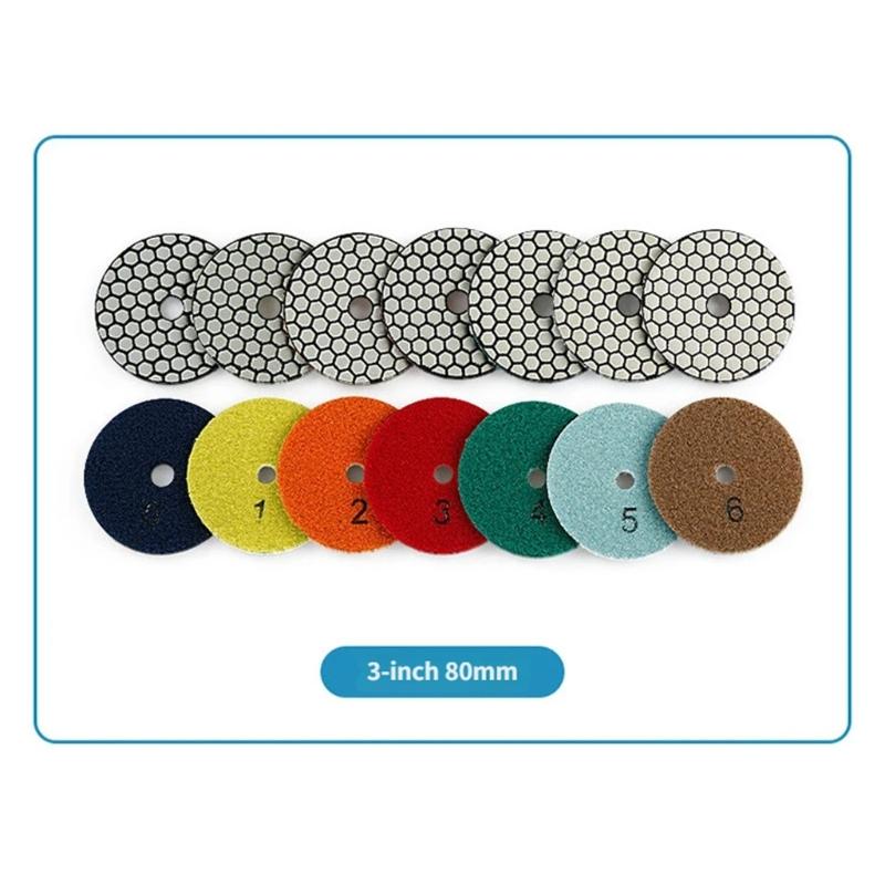 6PCS 80mm Diamonds Polishing Pads Polishing Discs For Marble Granites Stone With Strong Adhesive And No Burn Mark