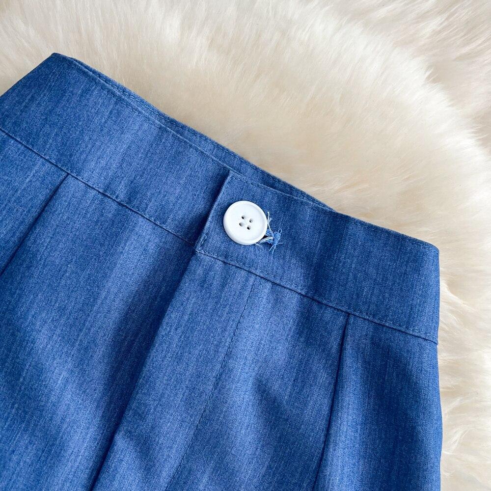 High Waist Thin Medium And Long Split Hip Wrap Skirt Women's Summer Solid Color Versatile Slim Denim Fishtail Skirt
