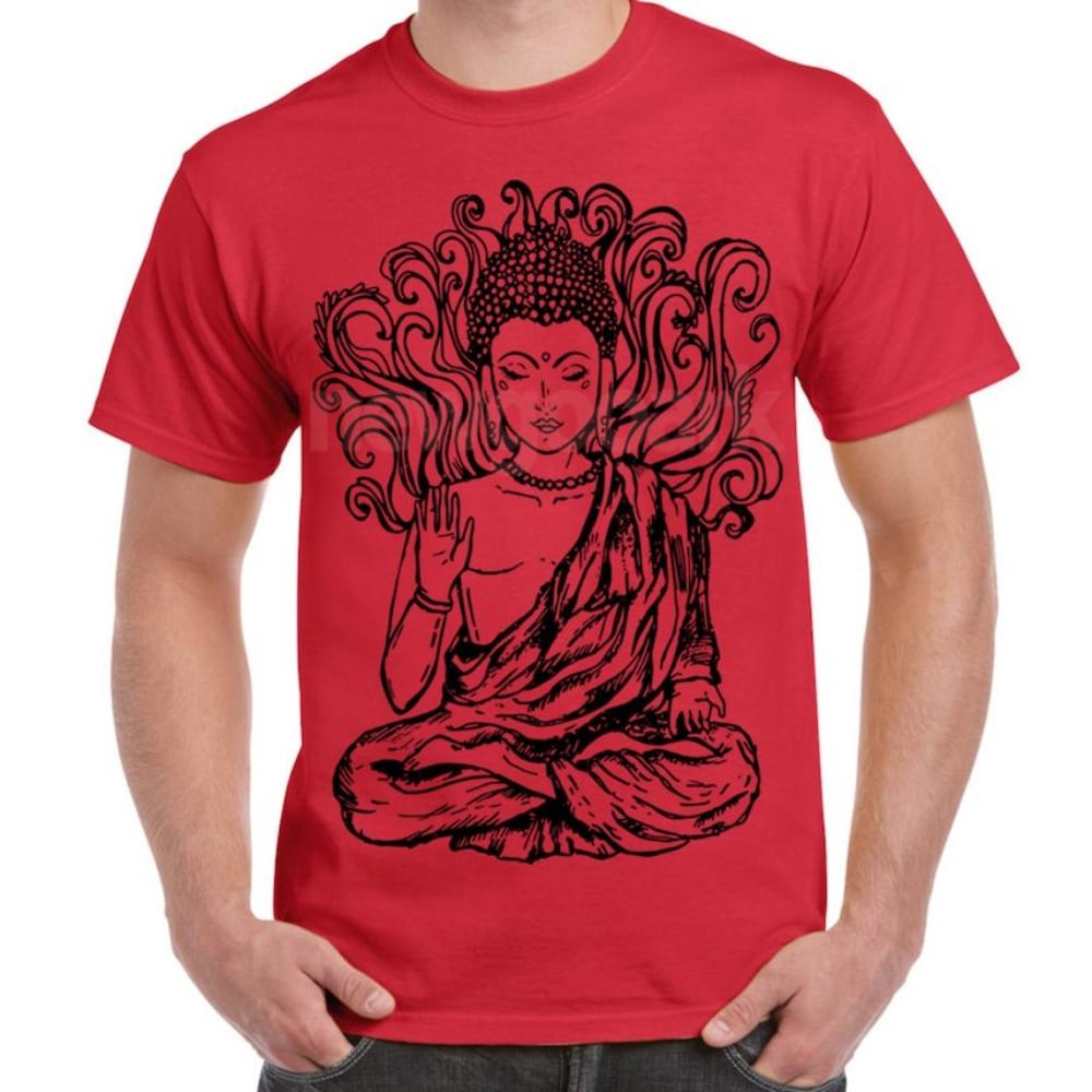 Buddha Groß Mann Grafik T-Shirts Buddhismus Meditation Yoga T-Shirt Frau Mann Unisex Erwachsener Baumwolle Kurzarm Retro Kleidung Mann