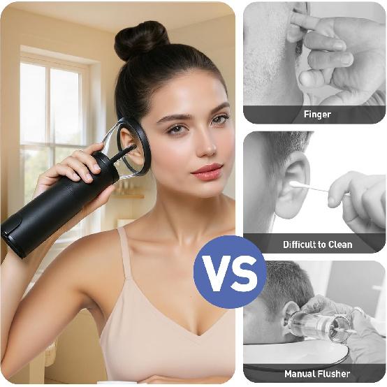 Ear Wax Removal, Retractable Ear Cleaner with 4 Pressure Modes, IPX6, Electric and Water Resistant Ear Wax Removal Kit, Rechargeable Ear Cleaning