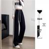 2025 New Spring Casual Girls' Sweatpants - Junior & High School, Loose Straight-Leg Wide Pants