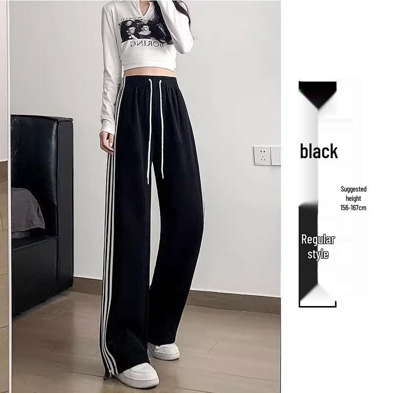 2025 New Spring Casual Girls' Sweatpants - Junior & High School, Loose Straight-Leg Wide Pants