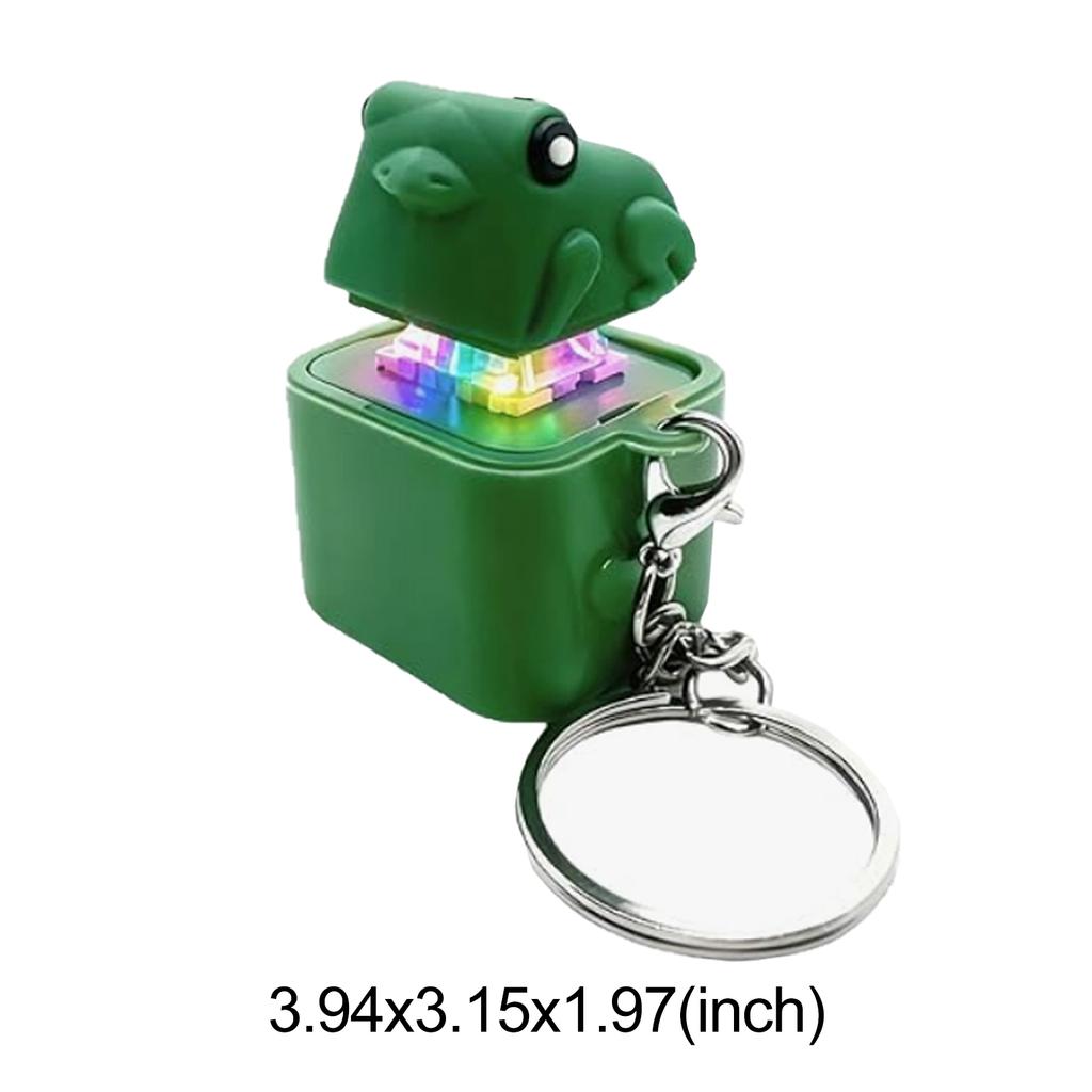 Rechargeable Keyboard Clicker Frog Fidget Toys Keychain with Sound LED Lights Portable Click Button Keychain for Kids Adult Gift